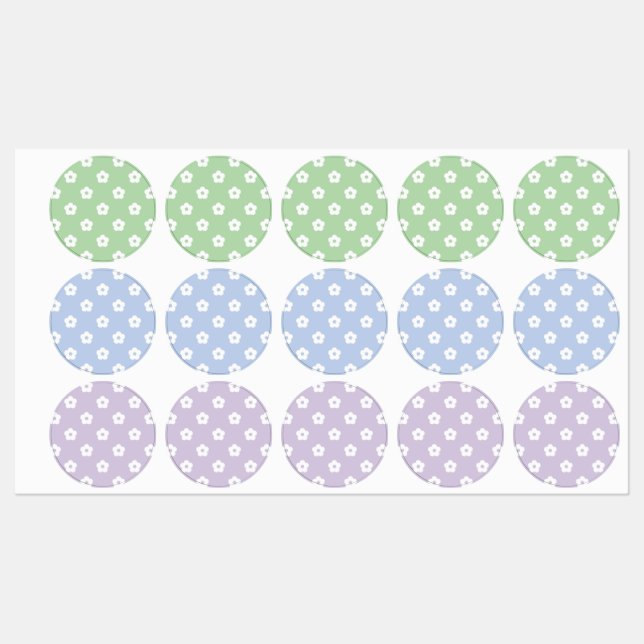White Flower Pattern Labels (Sheet)