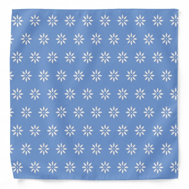 White flower pattern on sky blue bandana (Front)