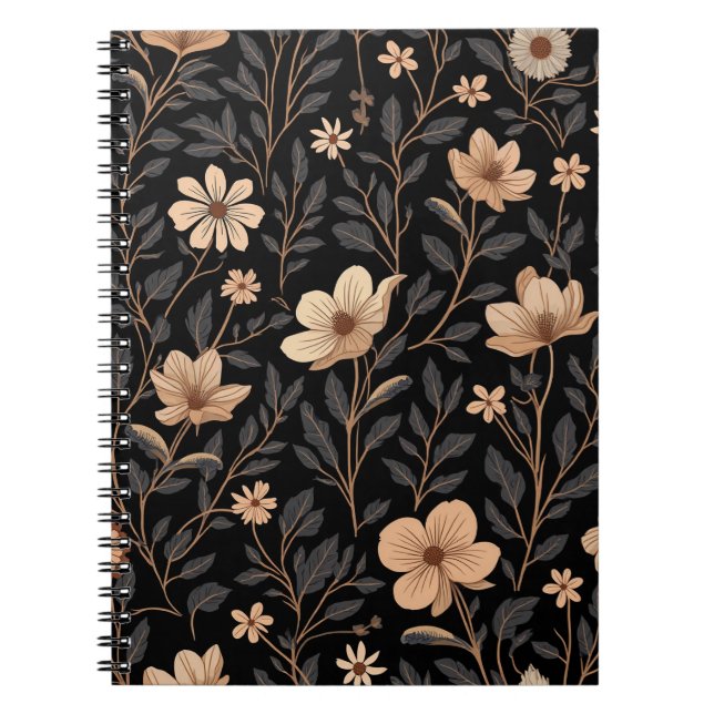 White Flower Pattern Spiral Notebooks (Front)