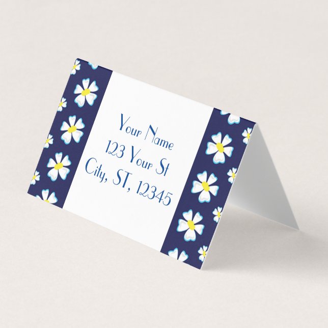 White Flower Pattern Thunder_Cove  Business Card (Front)