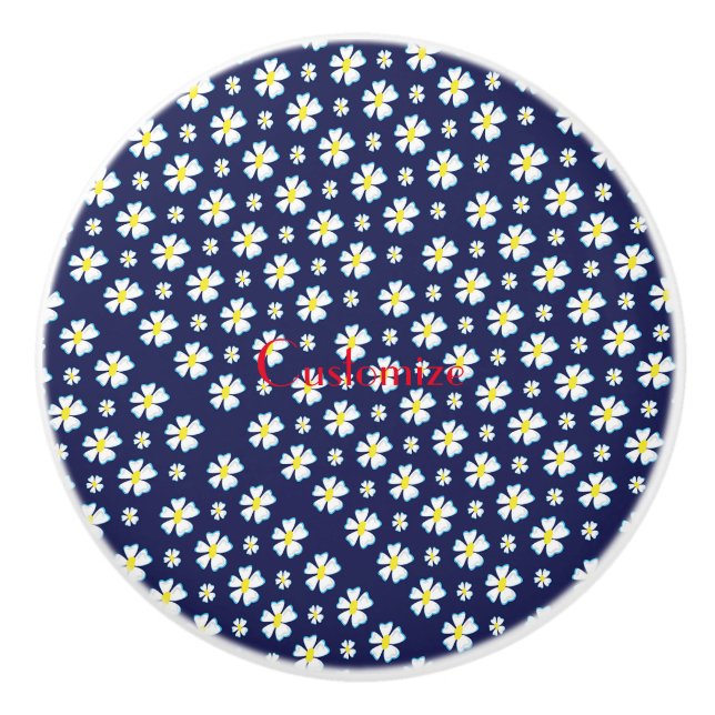 White Flower Pattern Thunder_Cove  Ceramic Knob (Front)