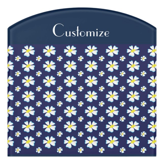 White Flower Pattern Thunder_Cove  Door Sign (Contour Front)