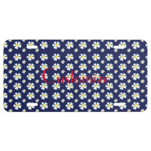 White Flower Pattern Thunder_Cove  License Plate