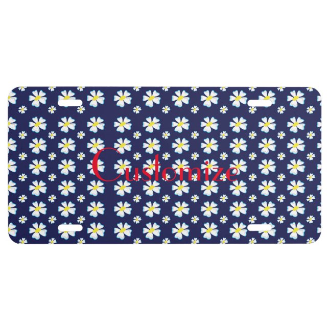 White Flower Pattern Thunder_Cove  License Plate (Front)