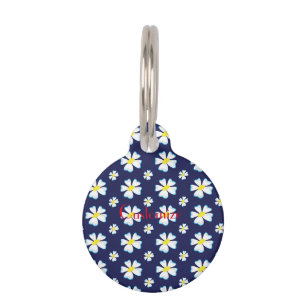 White Flower Pattern Thunder_Cove Pet ID Tag