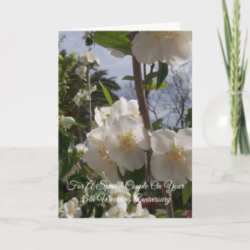 White Flower Personalised 35th Wedding Anniversary Card