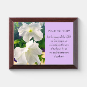 White Flower Photo Bible Verse God's Blessing Award Plaque