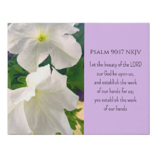 White Flower Photo Bible Verse God's Blessing Faux Canvas Print