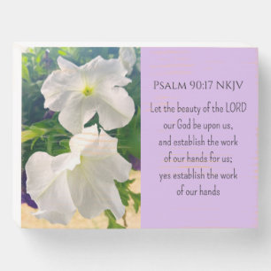White Flower Photo Bible Verse God's Blessing Wooden Box Sign