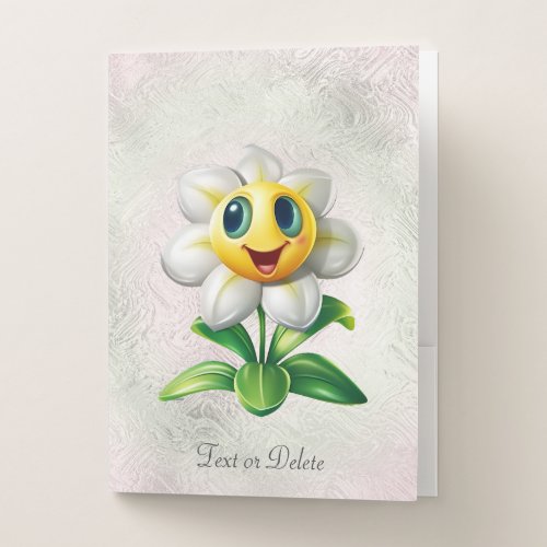 White Flower Pocket Folder