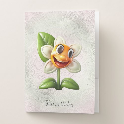 White Flower Pocket Folder