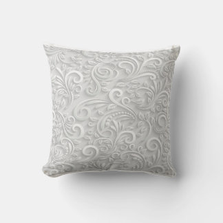 white flower print throw pillow