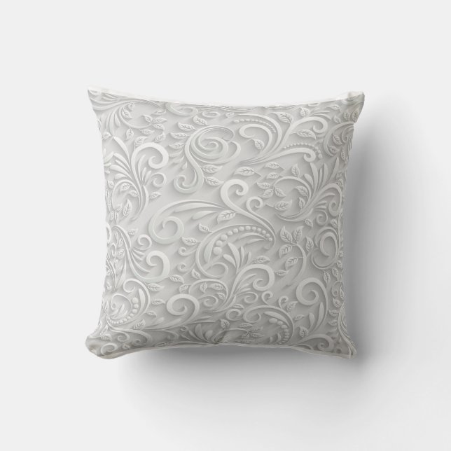 white flower print  throw pillow (Front)