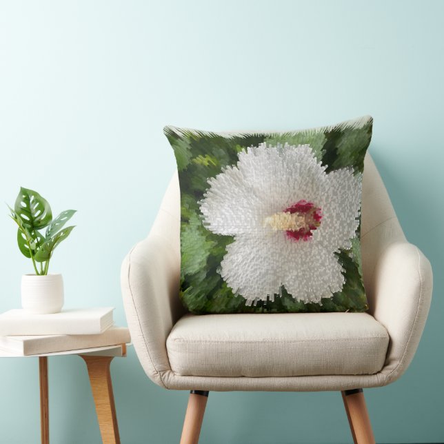 White flower puzzle throw pillow (Chair)