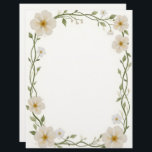 White Flower Rectangle Frame Letterhead<br><div class="desc">White flowers blooming on green vines create a beautiful boho frame on this letterhead stationery.  Perfect for all your correspondence,  as a newsletter,  and invitation.</div>
