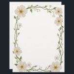 White Flower Rectangle Frame Letterhead<br><div class="desc">White flowers blooming on green vines create a beautiful boho frame on this letterhead stationery.  Perfect for all your correspondence,  as a newsletter,  and invitation.</div>
