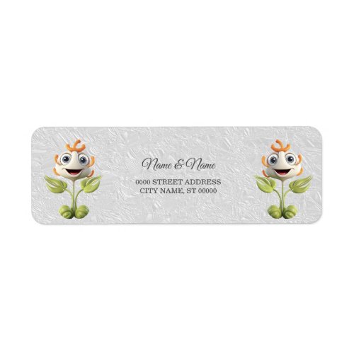 White Flower Return Address Label