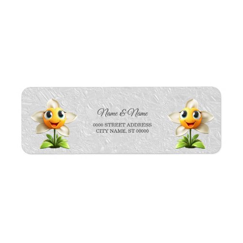 White Flower Return Address Label