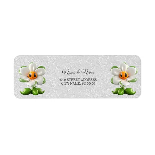 White Flower Return Address Label