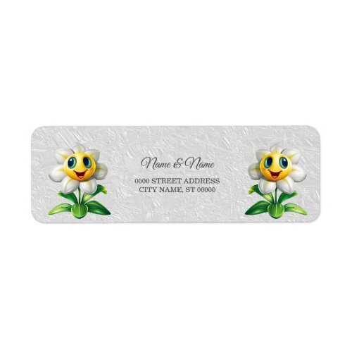 White Flower Return Address Label