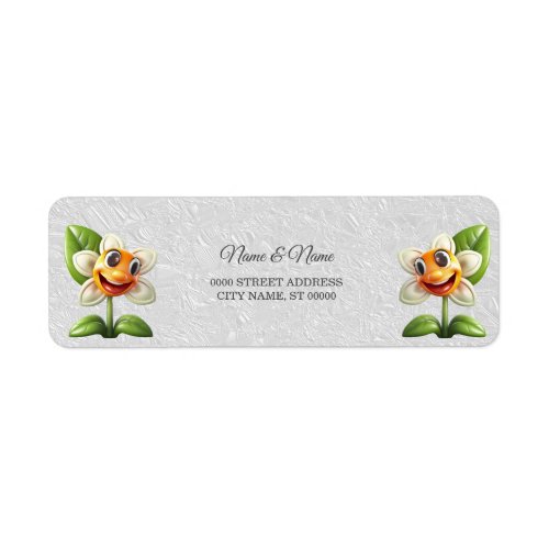 White Flower Return Address Label