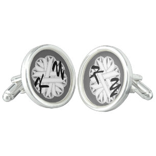 White Flower Ribbon by Kenneth Yoncich Cufflinks