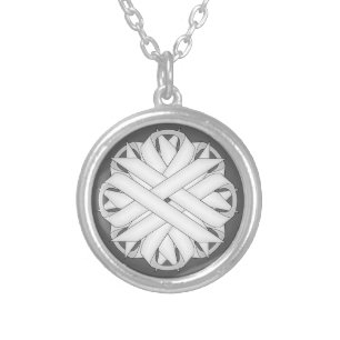 White Flower Ribbon by Kenneth Yoncich Silver Plated Necklace