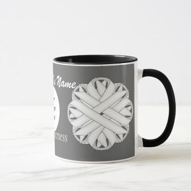 White Flower Ribbon Template by Kenneth Yoncich Mug (Right)