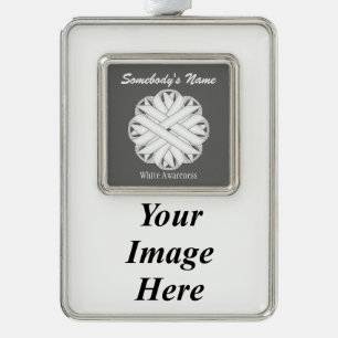 White Flower Ribbon Tmpl (V-I) by Kenneth Yoncich Ornament