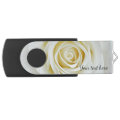 White flower rose USB swivel flash drive | Zazzle