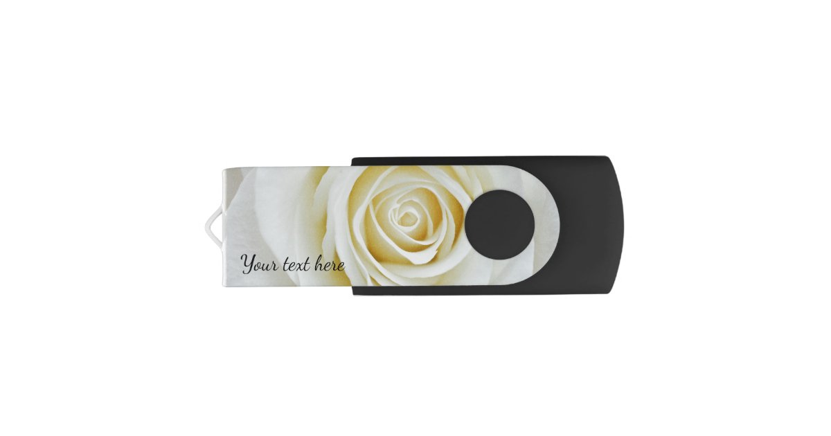 White flower rose USB swivel flash drive | Zazzle