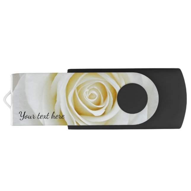 White flower rose USB swivel flash drive (Back)