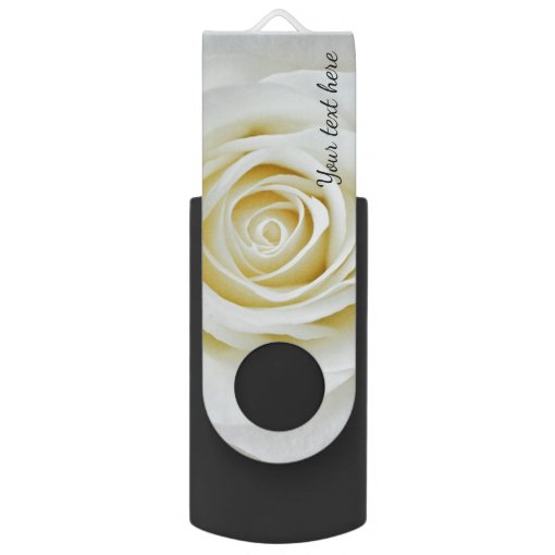 White flower rose USB swivel flash drive | Zazzle
