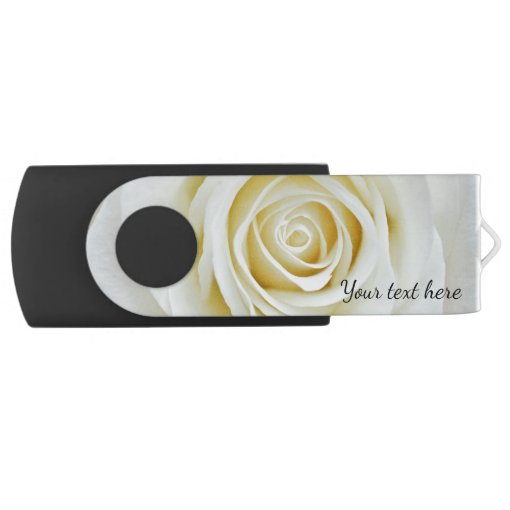 White flower rose USB swivel flash drive | Zazzle