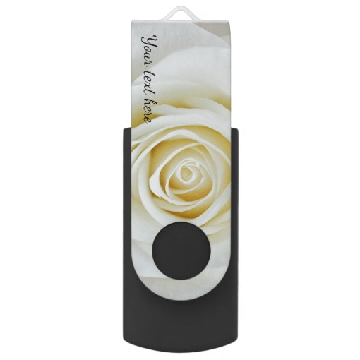White flower rose USB swivel flash drive | Zazzle