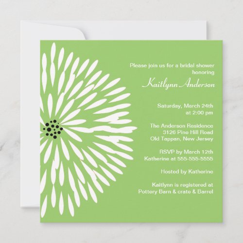 White Flower Sage Spring  Bridal Shower Invitation