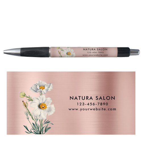 White Flower Salon Business Promotional Rose Gold  Pen
