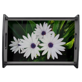 White Flower Serving Tray by usadesignstore at Zazzle
