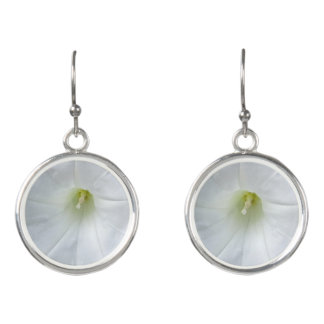 White Flower Silver Earrings