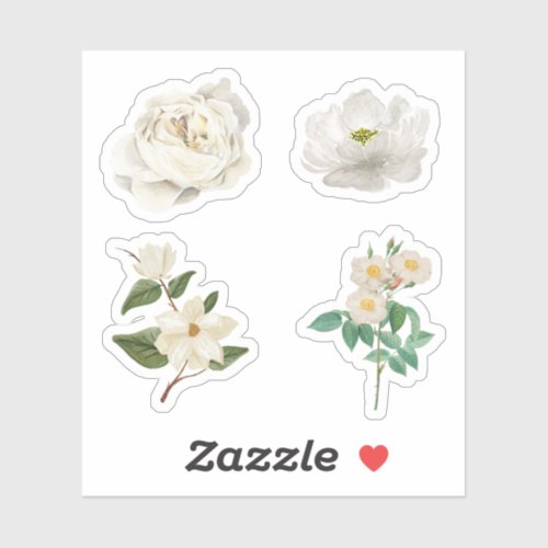 White Flower Stickers