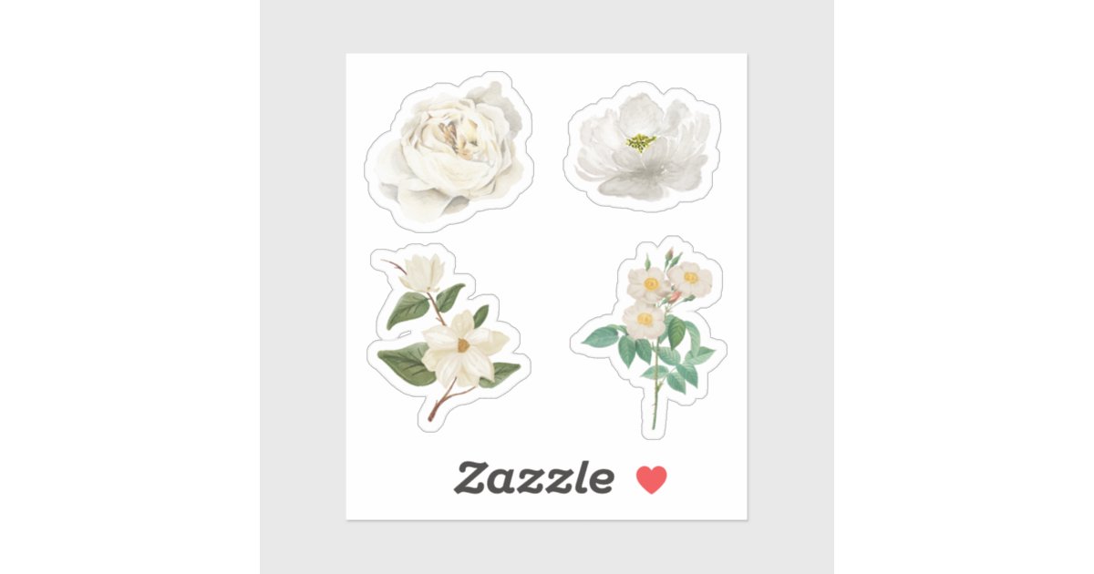White Flower Stickers Zazzle