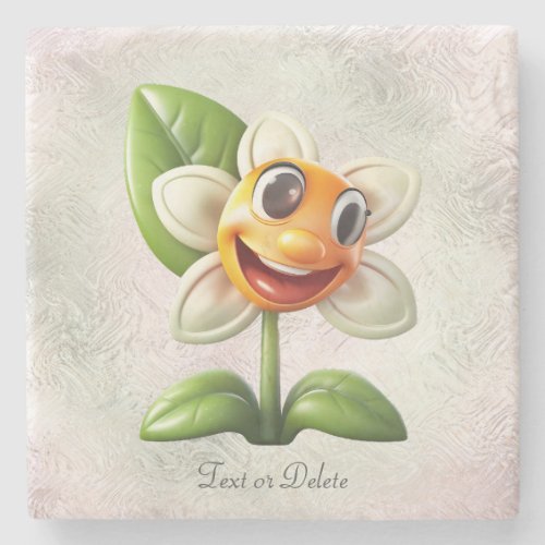 White Flower Stone Coaster