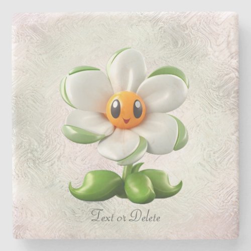 White Flower Stone Coaster