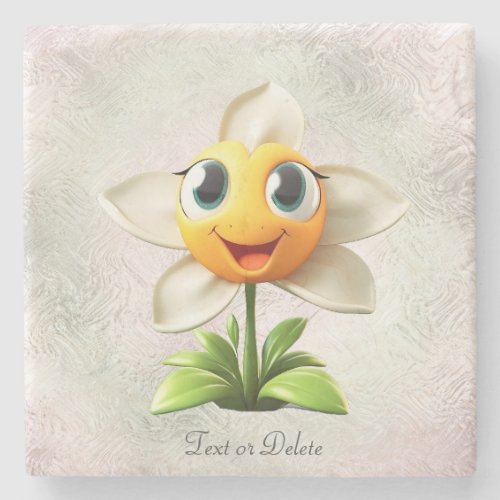 White Flower Stone Coaster