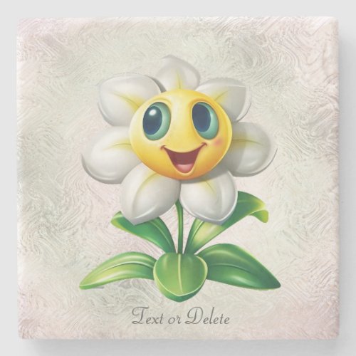 White Flower Stone Coaster