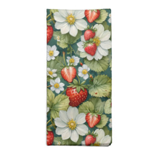 White Flower & Strawberry Cloth Napkin