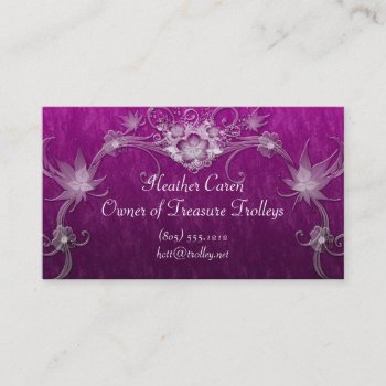 White Flower Swirls On Pink Business Card by StarStruckDezigns at Zazzle