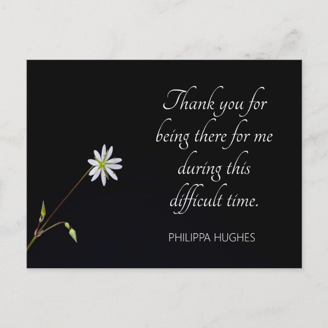 White flower sympathy postcard (Front)
