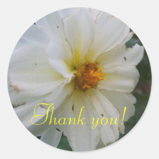 White Flower Thank You Sticker