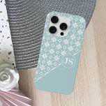 White Flower Tiled Pattern on Sage iPhone 15 Pro Case<br><div class="desc">This design features a simple white flower tiled motif pattern against a serene sage green background. Adding a monogram makes a charming gift idea. This item can be given a monogram or initials,  with the design tool. Change the text and font to a style and color of your choice.</div>